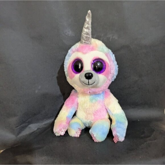 Ty Beanie Boo Cooper The Unicorn Sloth 10" Plush Toy - Soft & Cuddly - Picture 1 of 7